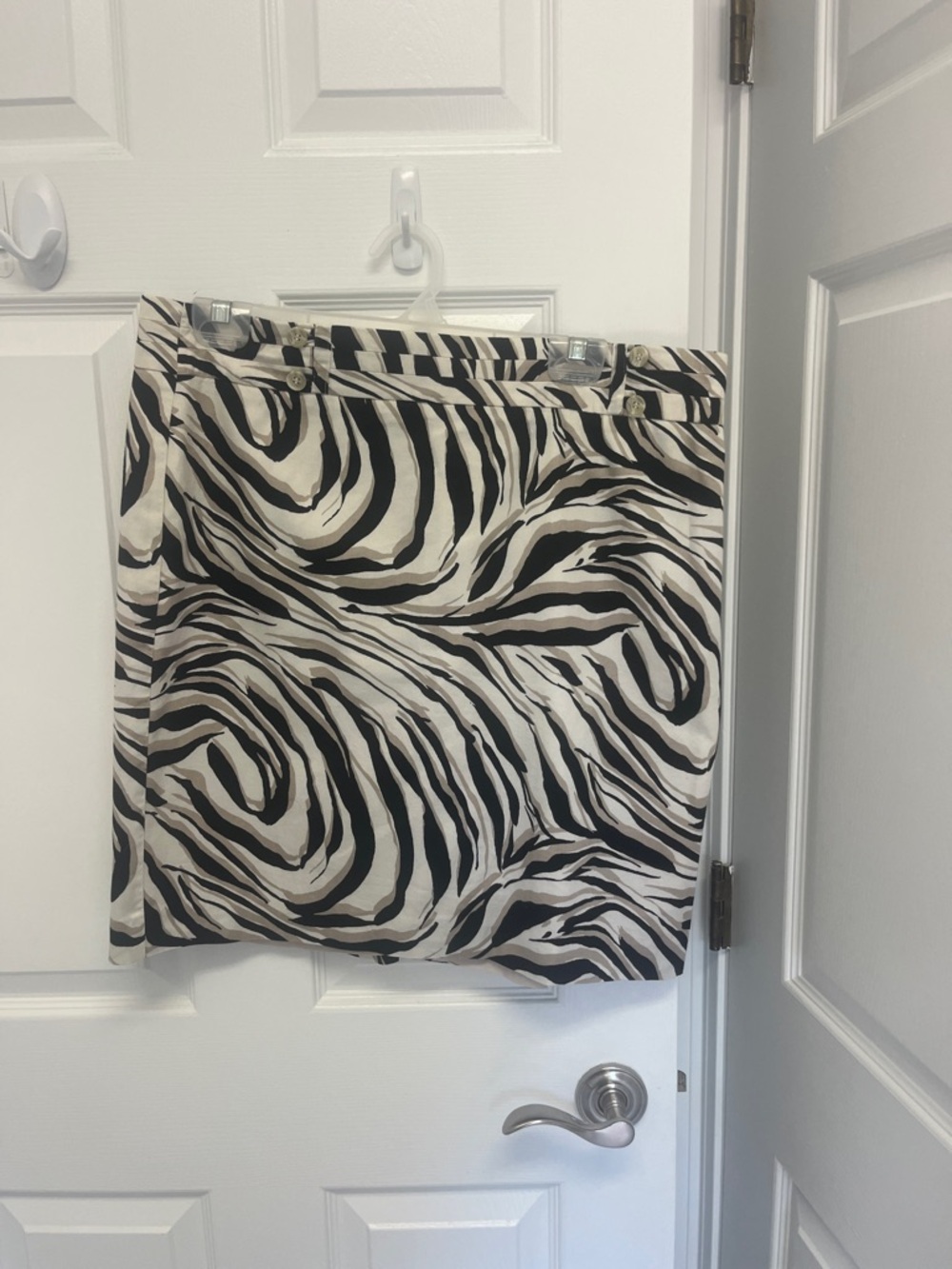 LOFT Black & White Zebra-Print Mini Skirt